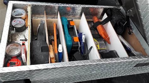 how to make a metal truck tool box|organizing a truck tool box.